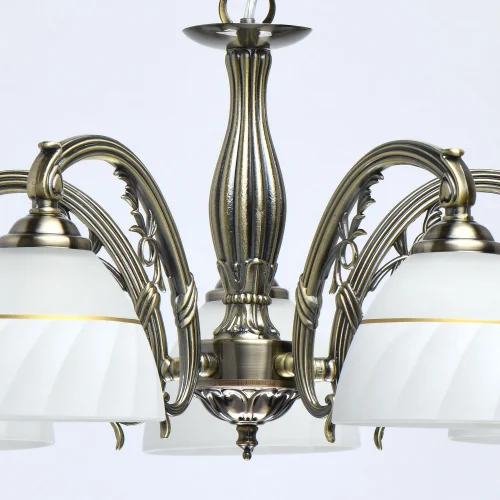 Люстра подвесная Ариадна 450018905 DeMarkt белая на 5 ламп, основание античное бронза в стиле классический  фото 8