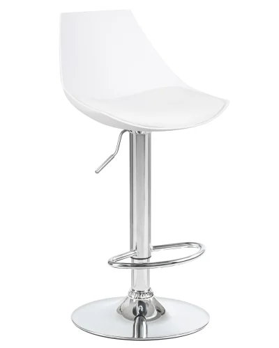 Стул барный 3000-LM ROCKY, цвет сиденья белый, цвет основания хром Dobrin, белый/экокожа, ножки/металл/хром, размеры - 830*1040***380*480