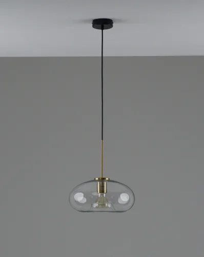 Светильник подвесной Laura V11528-1P Moderli янтарный на 1 лампу, основание чёрное в стиле современный лофт 