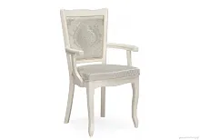 Кресло Холгри soprano pearl / ромб / бежевый 543600 Woodville, белый/ткань, ножки/массив бука дерево/белый, размеры - ****550*550
