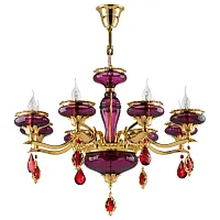 Люстра подвесная Melagro 695082 Osgona без плафона фиолетовая на 8 ламп, основание золотое в стиле арт-деко 