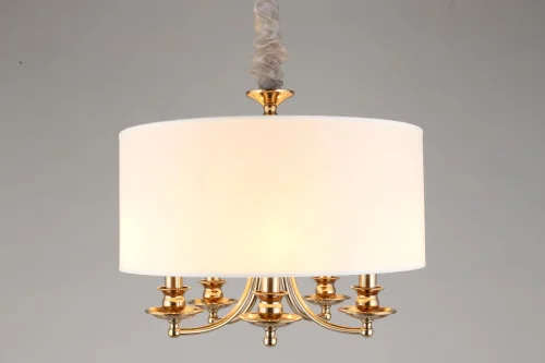 Люстра подвесная Berze APL.721.06.05 Aployt белая на 5 ламп, основание золотое в стиле классический  фото 5