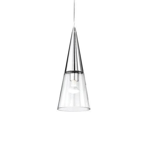Светильник подвесной CONO SP1 CROMO Ideal Lux прозрачный 1 лампа, основание хром в стиле современный 