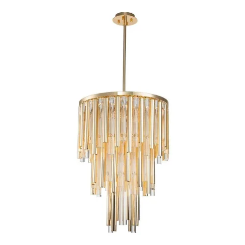 Люстра подвесная Atlant 2975-10P Favourite прозрачная золотая на 10 ламп, основание золотое в стиле современный каскад Люстра подвесная Atlant 2975-10P Favourite прозрачная золотая на 10 ламп, основание золотое в стиле современный каскад