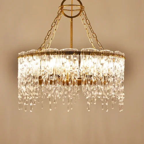 Люстра подвесная SPRING D60 102083-26 ImperiumLoft прозрачная на 8 ламп, основание золотое в стиле современный  фото 3