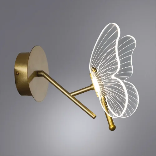 Бра LED Darcy A2187AP-1GO Arte Lamp прозрачный на 1 лампа, основание золотое в стиле современный бабочки фото 2
