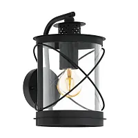 Настенный светильник HILBURN 94843 Eglo уличный IP44 чёрный 1 лампа, плафон прозрачный в стиле современный E27