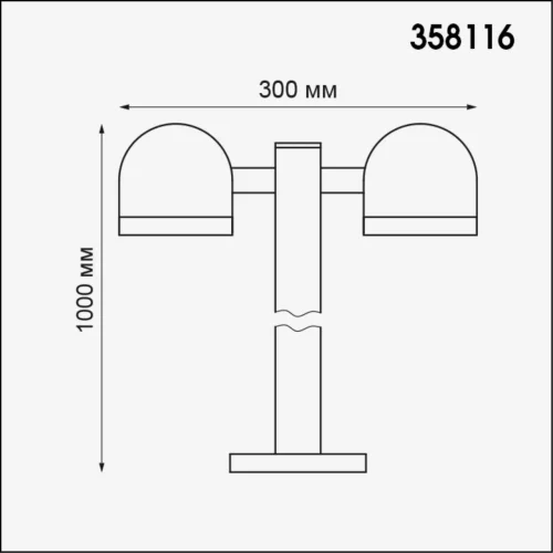 Парковый светильник LED Galeati 358116 Novotech уличный IP65 чёрный серый 2 лампы, плафон чёрный серый в стиле современный LED фото 2