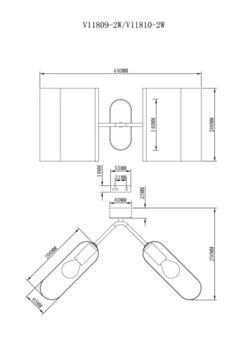 Бра Metalicana V11810-2W Moderli золотой на 2 лампы, основание чёрное в стиле современный лофт фото 3 Бра Metalicana V11810-2W Moderli золотой на 2 лампы, основание чёрное в стиле современный лофт фото 3