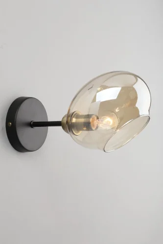 Бра лофт Terlano OML-94301-01 Omnilux прозрачный янтарный на 1 лампа, основание чёрное в стиле лофт  фото 2