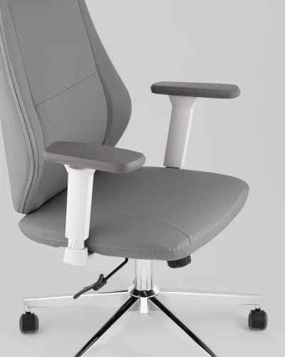Кресло руководителя TopChairs Trophey, серый УТ000040585 Stool Group, серый/экокожа, ножки/пластик/хром, размеры - 1200*1280***650*570 фото 7