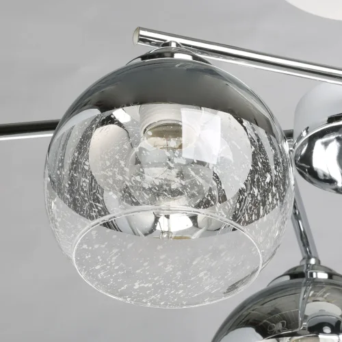 Люстра потолочная Вита 220013106 DeMarkt серая прозрачная на 6 ламп, основание белое в стиле современный шар фото 5