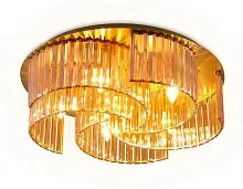 Люстра потолочная TR5207 Ambrella light янтарная на 6 ламп, основание золотое в стиле современный 