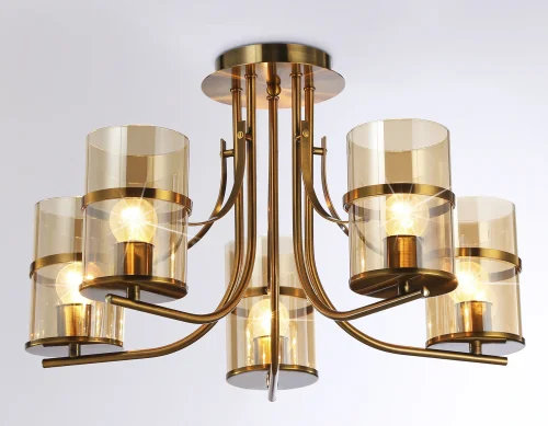 Люстра потолочная TR3222 Ambrella light янтарная на 5 ламп, основание золотое в стиле классический современный  фото 5