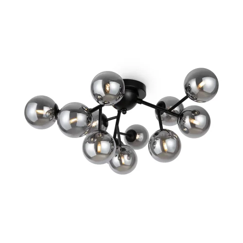 Люстра потолочная Dallas MOD545CL-12B Maytoni серая чёрная на 12 ламп, основание чёрное в стиле современный шар