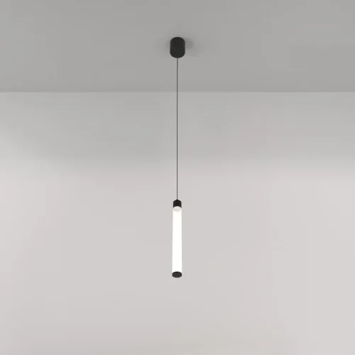 Светильник подвесной LED Ray P022PL-L10B Maytoni белый 1 лампа, основание чёрное в стиле современный трубочки фото 2