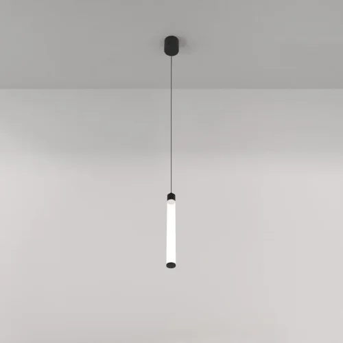 Светильник подвесной LED Ray P022PL-L10B Maytoni белый на 1 лампу, основание чёрное в стиле современный трубочки фото 2
