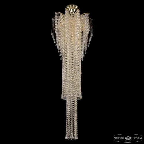 Люстра каскадная хрустальная 77321/50-150 G Bohemia Ivele Crystal прозрачная на 17 ламп, основание золотое в стиле классический drops фото 2