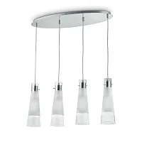 Светильник подвесной KUKY SP4 TRASPARENTE Ideal Lux белый 4 лампы, основание хром в стиле современный 