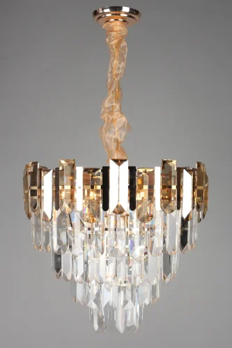 Люстра подвесная хрустальная Lariano OML-81303-13 Omnilux прозрачная на 13 ламп, основание золотое в стиле классический  фото 2