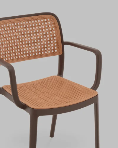 Стул Yona, пластиковый, с подлокотниками, коричневый УТ000040843 Stool Group, коричневый/пластик, ножки/металл/коричневый, размеры - *810**** фото 7