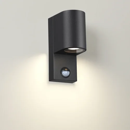 Настенный светильник с датчиком движения Motto 4390/1W Odeon Light уличный IP44 чёрный 1 лампа, плафон чёрный в стиле хай-тек GU10 фото 2