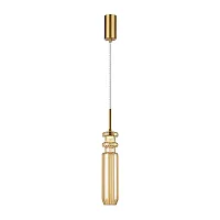 Светильник подвесной LED Crystal A2942SP-1PB Arte Lamp янтарный на 1 лампу, основание латунь в стиле современный трубочки