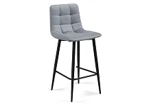 Полубарный стул Чилли К светло-серый / черный 502080 Woodville, серый/велюр, ножки/металл/чёрный, размеры - ****430*420