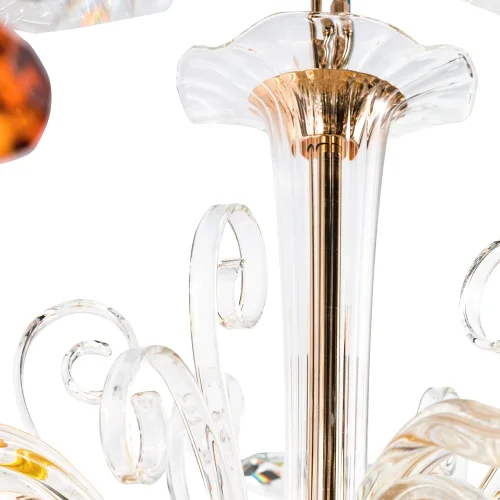 Люстра подвесная CATARINA SP12+6 V2 GOLD/TRANSPARENT-COGNAC Crystal Lux без плафона на 18 ламп, основание прозрачное золотое в стиле арт-деко фото 4
