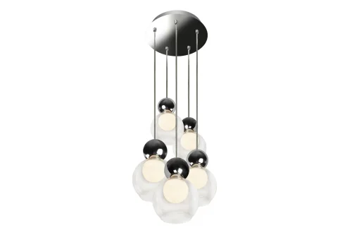 Светильник подвесной LED Blossom C4476-5R CR iLedex прозрачный 1 лампа, основание хром в стиле модерн хай-тек каскад шар