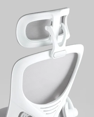 Кресло офисное TopChairs Airone, белый УТ000036681 Stool Group, серый/сетка текстиль, ножки/металл/белый, размеры - ***** фото 6