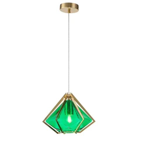 Светильник подвесной Vista V000133 Indigo зелёный 1 лампа, основание золотое в стиле скандинавский выдувное