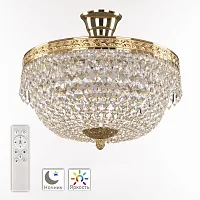 Люстра потолочная LED с пультом хрустальная 19011/35IV/LED-DIM G Bohemia Ivele Crystal прозрачная на 1 лампа, основание золотое в стиле классический с пультом sp