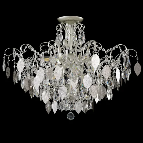 Люстра потолочная ESMIRALDA PL9 SILVER Crystal Lux прозрачная на 9 ламп, основание серебряное в стиле арт-деко фото 2