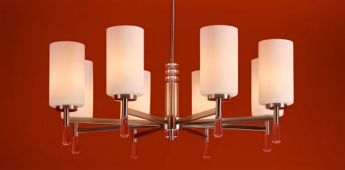 Люстра на штанге Chic FR2031PL-08N Freya белая на 8 ламп, основание никель в стиле классический фото 6 Люстра на штанге Chic FR2031PL-08N Freya белая на 8 ламп, основание никель в стиле классический фото 6