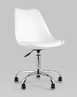 Стул BLOK SN, пластиковый белый УТ000039786 Stool Group, белый/экокожа пластик, ножки/металл/хром, размеры - 830*950***485*545