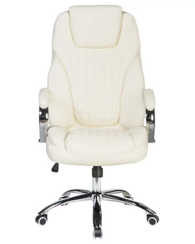 Офисное кресло для руководителей 114B-LMR CHESTER, цвет кремовый Dobrin, кремовый/экокожа, ножки/металл/хром, размеры - 1180*1250***680*730 фото 6