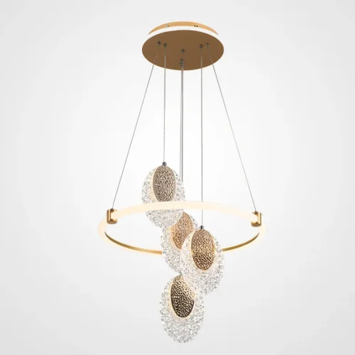 Люстра подвесная CERES RING 219634-23 ImperiumLoft белая на 5 ламп, основание латунь в стиле современный  Люстра подвесная CERES RING 219634-23 ImperiumLoft белая на 5 ламп, основание латунь в стиле современный