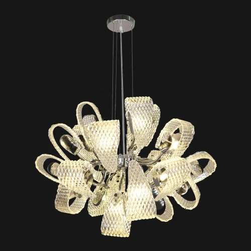 Люстра подвесная Centennial LSP-8755 Lussole прозрачная на 24 лампы, основание хром в стиле модерн флористика 