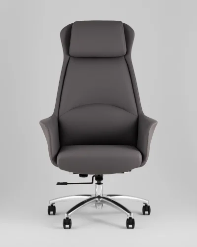 Кресло руководителя TopChairs Viking NEW, серое УТ000039424 Stool Group, серый/экокожа, ножки/металл/хром, размеры - *1250**** фото 4