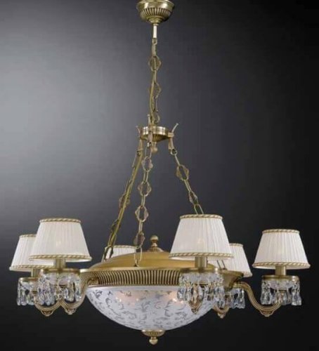 Люстра подвесная  L 6400/6+4 Reccagni Angelo белая на 10 ламп, основание античное бронза в стиле классика 
