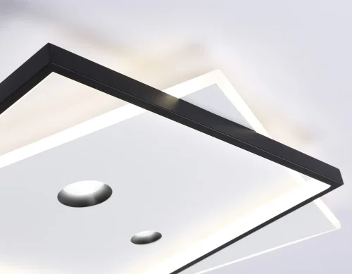 Светильник потолочный LED с пультом FL5065 Ambrella light белый чёрный 1 лампа, основание белое в стиле современный хай-тек квадраты фото 7