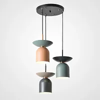 Светильник подвесной JESS L3 Диск 214168-26 ImperiumLoft розовый на 3 лампы, основание синее в стиле современный лофт 