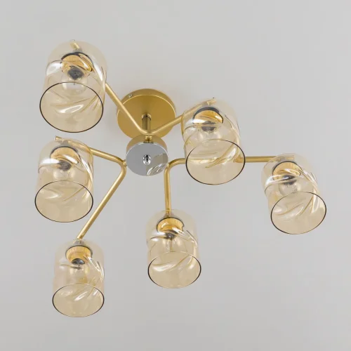 Люстра потолочная Клод CL137162 Citilux янтарная на 6 ламп, основание золотое в стиле современный  фото 2