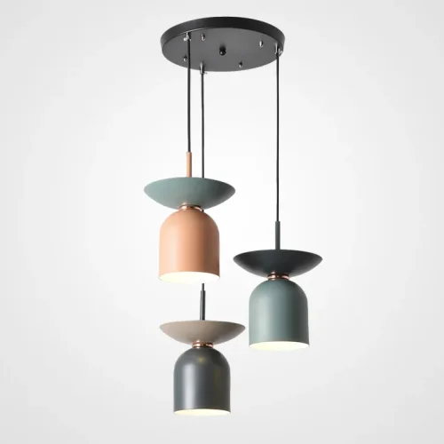 Светильник подвесной JESS L3 Диск 214168-26 ImperiumLoft розовый на 3 лампы, основание синее в стиле современный лофт Светильник подвесной JESS L3 Диск 214168-26 ImperiumLoft розовый на 3 лампы, основание синее в стиле современный лофт