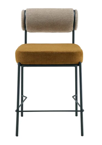 Стул полубарный Ponpoun, бежевый, терракотовый УТ000040468 Stool Group, терракотовый/шенилл, ножки/металл/чёрный, размеры - *910***520*635 фото 2