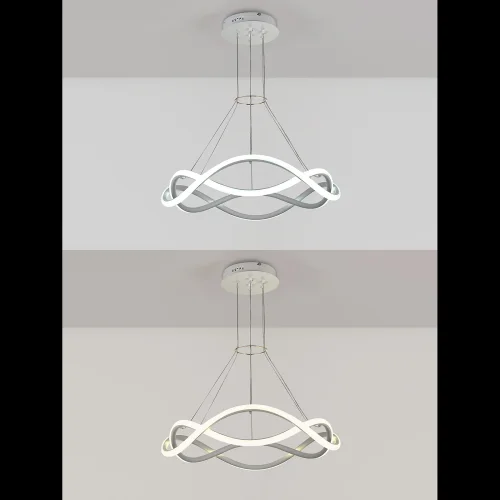 Люстра подвесная с пультом LED LAMPS 81287 Natali Kovaltseva белая на 1 лампа, основание белое в стиле современный хай-тек с пультом яндекс алиса сири фото 2
