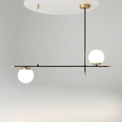 Светильник подвесной Nostalgia MOD048PL-02G Maytoni белый на 2 лампы, основание матовое золото в стиле современный шар фото 9