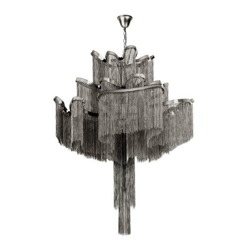 Люстра подвесная Стим / Stream 10208/1000 Gunmetal LOFT IT никель серая на 15 ламп, основание серое никель в стиле арт-деко цепочки