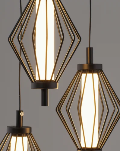 Светильник подвесной LED Eloise V11353-PL Moderli белый чёрный на 3 лампы, основание чёрное в стиле современный каскад фото 4